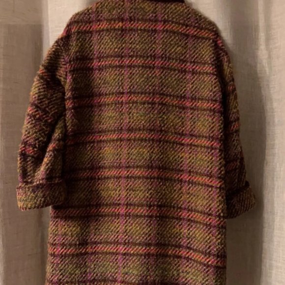 Sézane Plaid Marlone Coat in Brown and Fuschia Wool Sz 34 / US 4 or 6 oversized - Picture 10 of 12